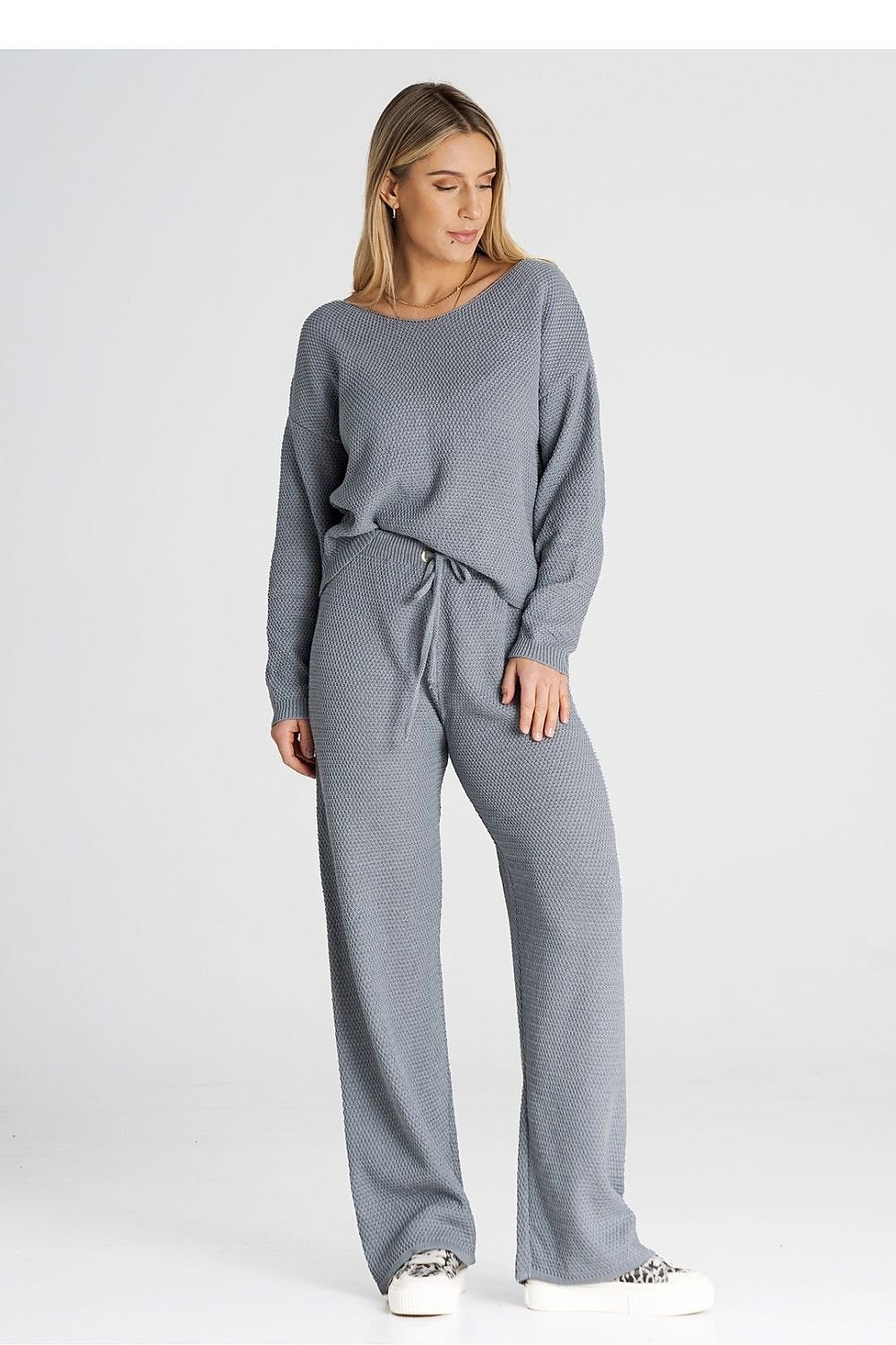 FIGL 2 Piece European Knit Sweatshirt and Loose Pants Set