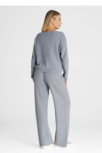 FIGL 2 Piece European Knit Sweatshirt and Loose Pants Set