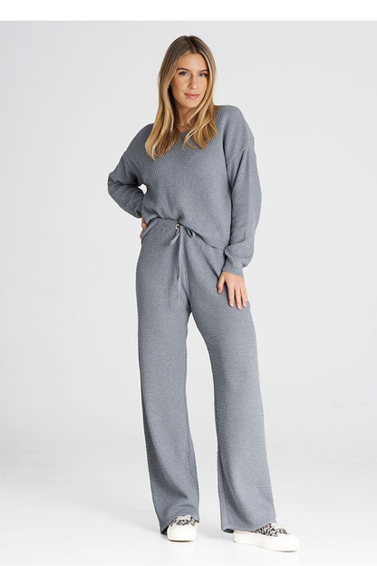 FIGL 2 Piece European Knit Sweatshirt and Loose Pants Set