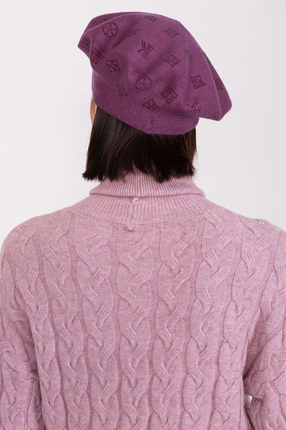 A.T. Knitted European Beret with Rhinestone Application