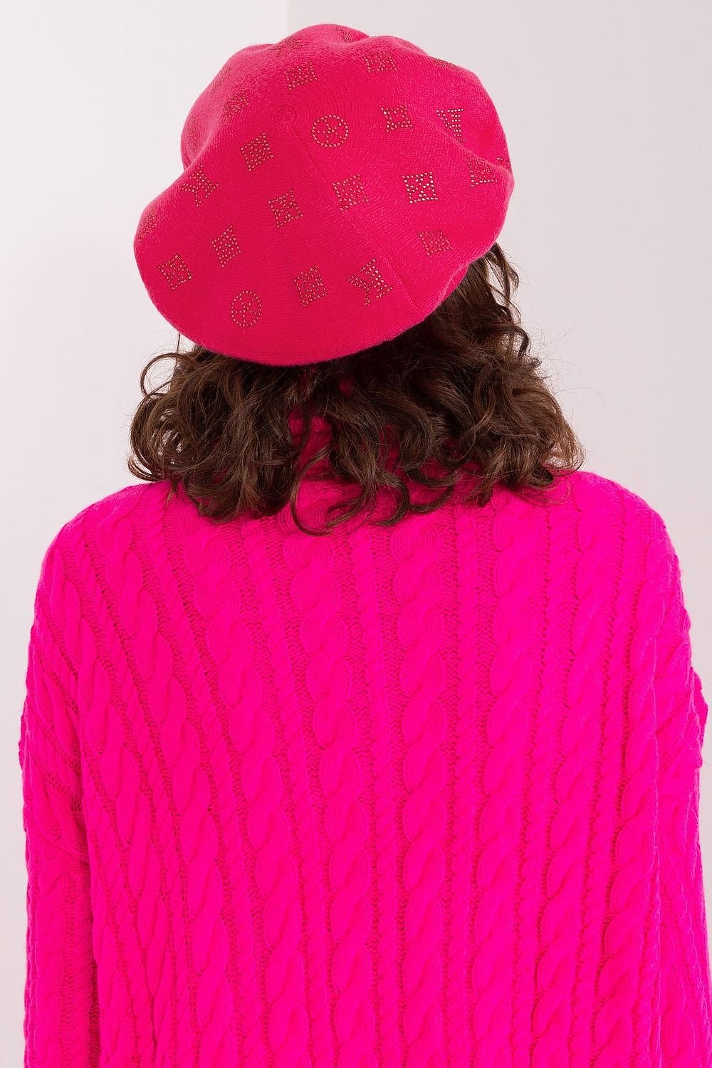 A.T. Knitted European Beret with Rhinestone Application