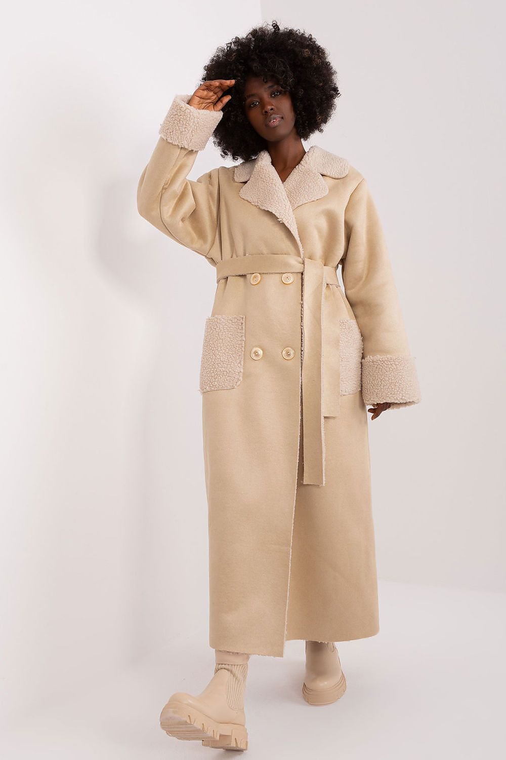 LAKERTA European Belted Ankle length Coat with Fur Collar and Wrist Modish X Co. Miss Modish Boutique