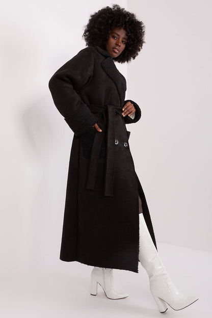 LAKERTA European Belted Ankle-length Coat with Fur Collar and Wrist