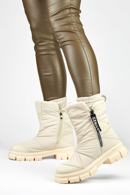 PRIMO European Beige Two Side Zipper Closure Snow Boot