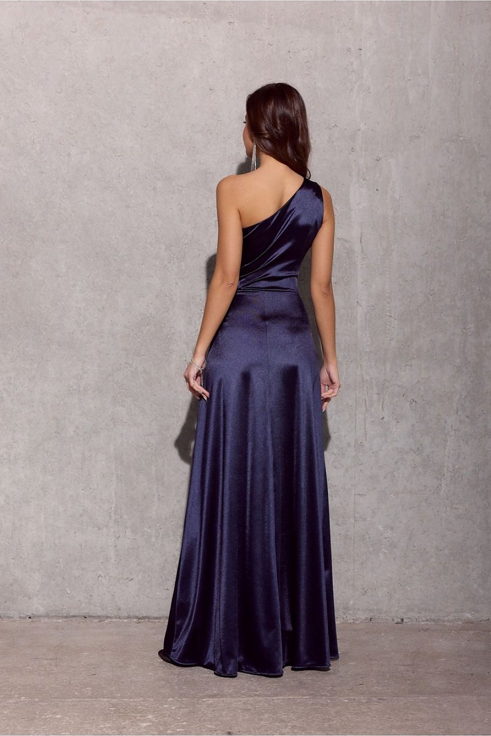 ROCO FASHION European One Shoulder Polyester Evening Prom Dress with Side-front Slit