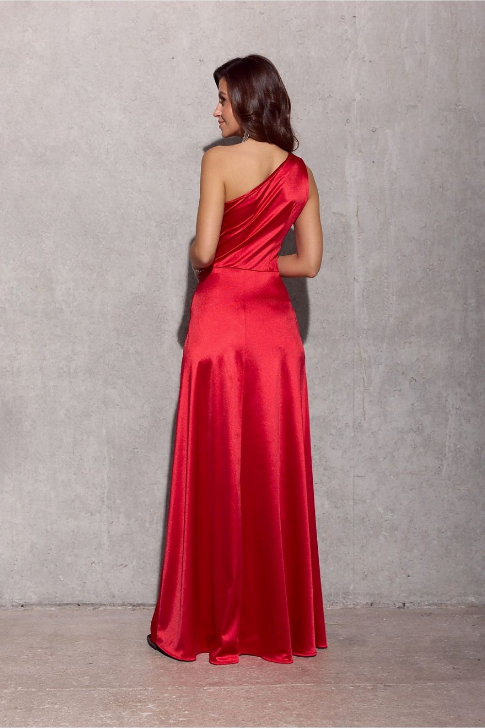 ROCO FASHION European One Shoulder Polyester Evening Prom Dress with Side-front Slit