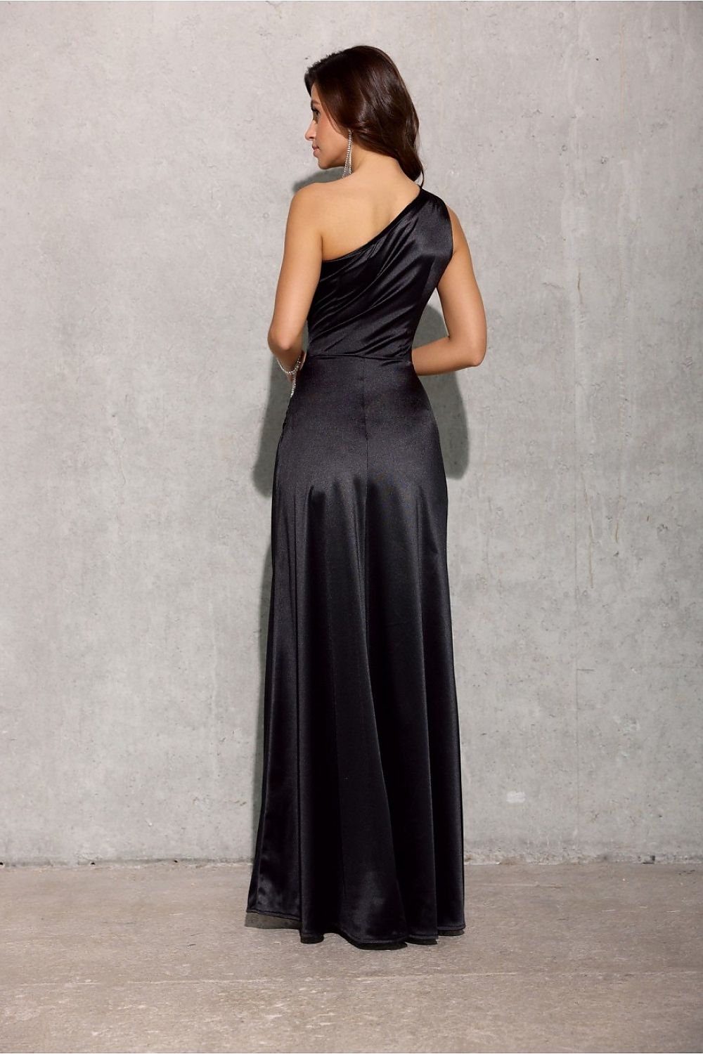 ROCO FASHION European One Shoulder Polyester Evening Prom Dress with Side-front Slit