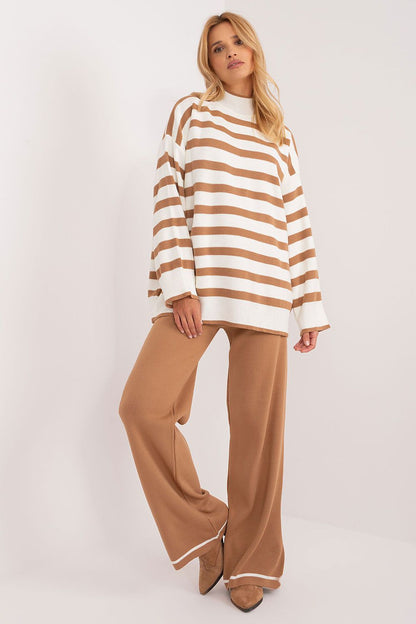 BADU 2 Piece European Striped Ribbed Sweater & Pants Set