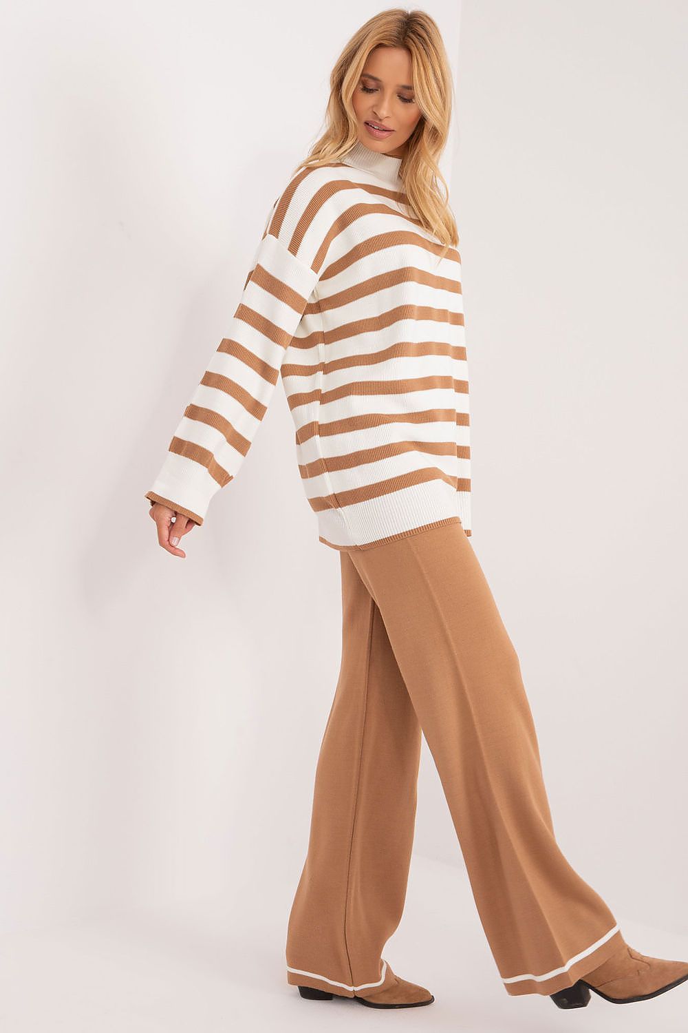 BADU 2 Piece European Striped Ribbed Sweater & Pants Set