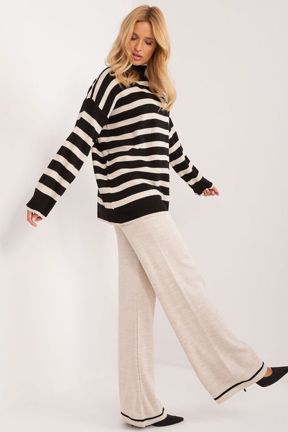 BADU 2 Piece European Striped Ribbed Sweater & Pants Set