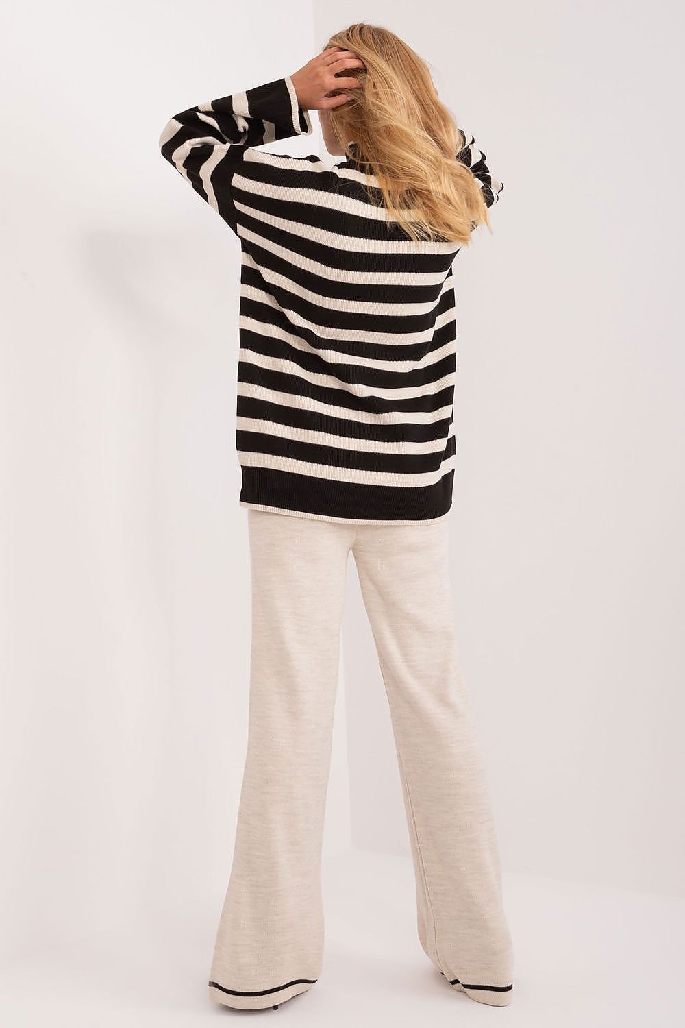 BADU 2 Piece European Striped Ribbed Sweater & Pants Set