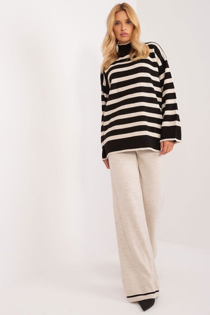 BADU 2 Piece European Striped Ribbed Sweater & Pants Set