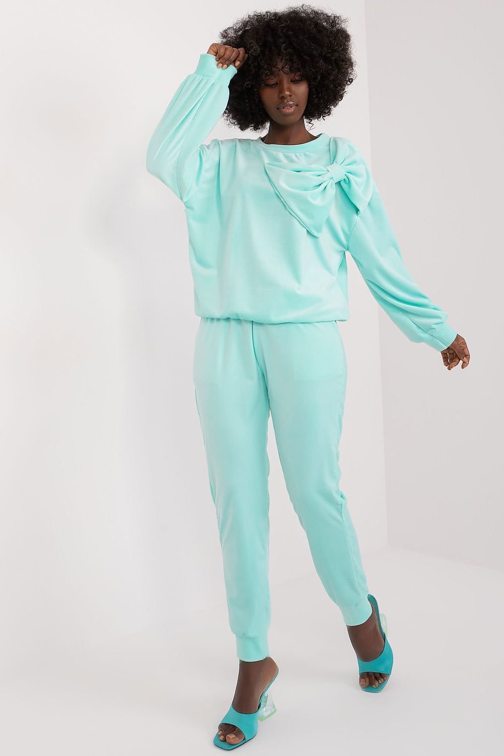 ITALY MODA 2 Piece European Bow Sweatshirt & Jogger Set