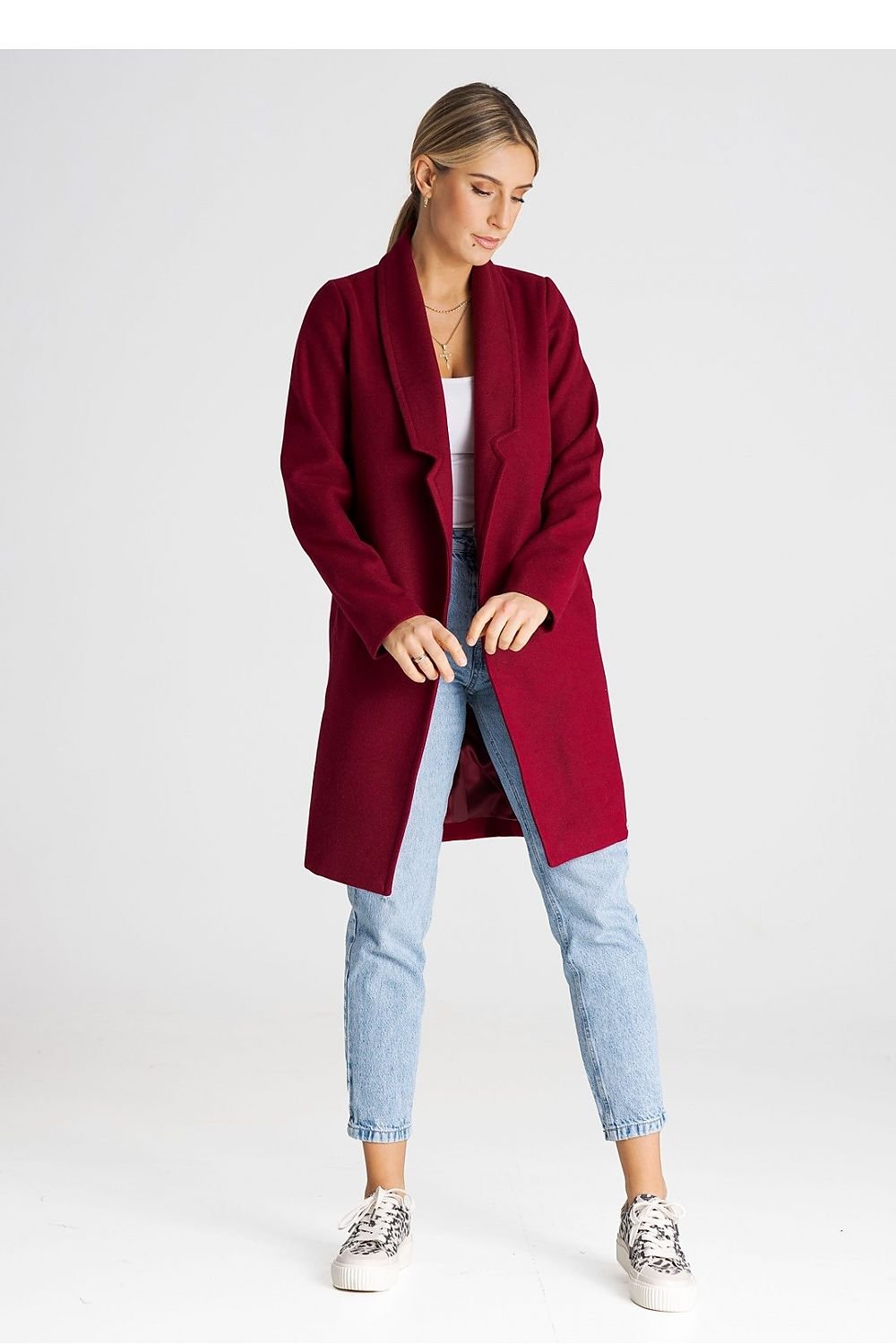 FIGL Classic Unbuttoned Belted European Coat