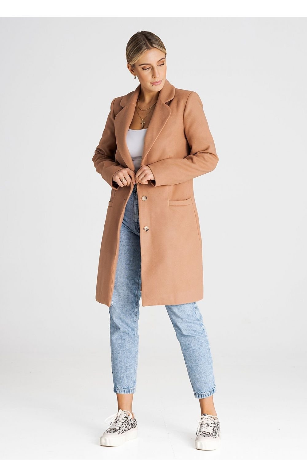 FIGL Classic European Collar Padded Coat with Buttons