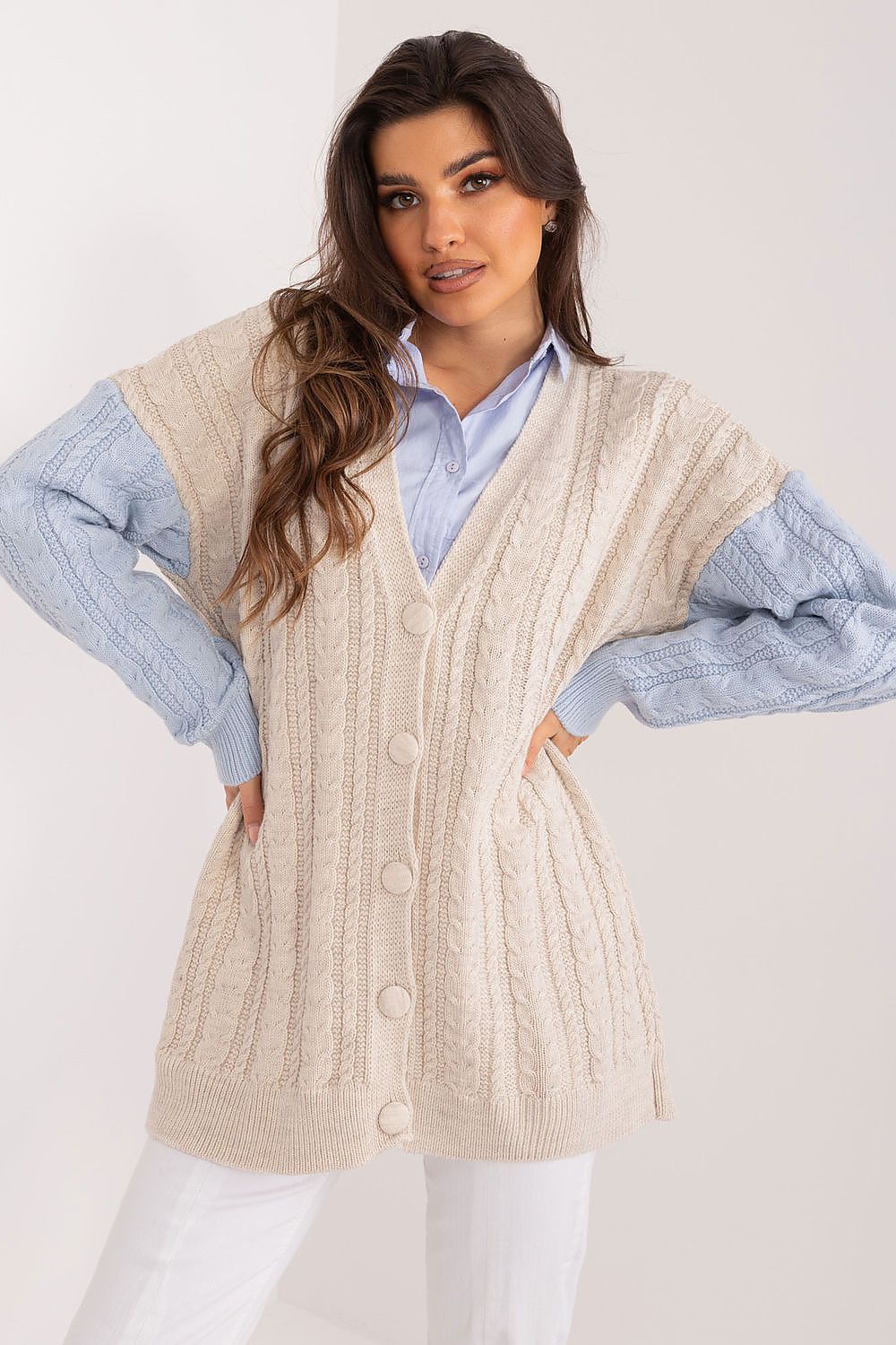 BADU European Knitted Vest Illusion Sweater Cardigan