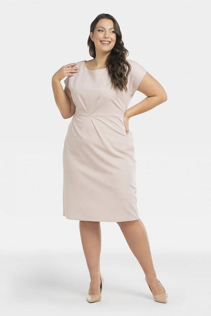 KARKO Plus size Knee-Length Pencil-cut Dress with Front Stitching/ European Made