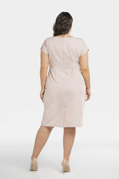 KARKO Plus size Knee-Length Pencil-cut Dress with Front Stitching/ European Made