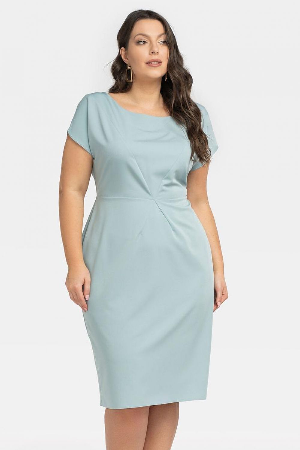 KARKO Plus size Knee-Length Pencil-cut Dress with Front Stitching/ European Made