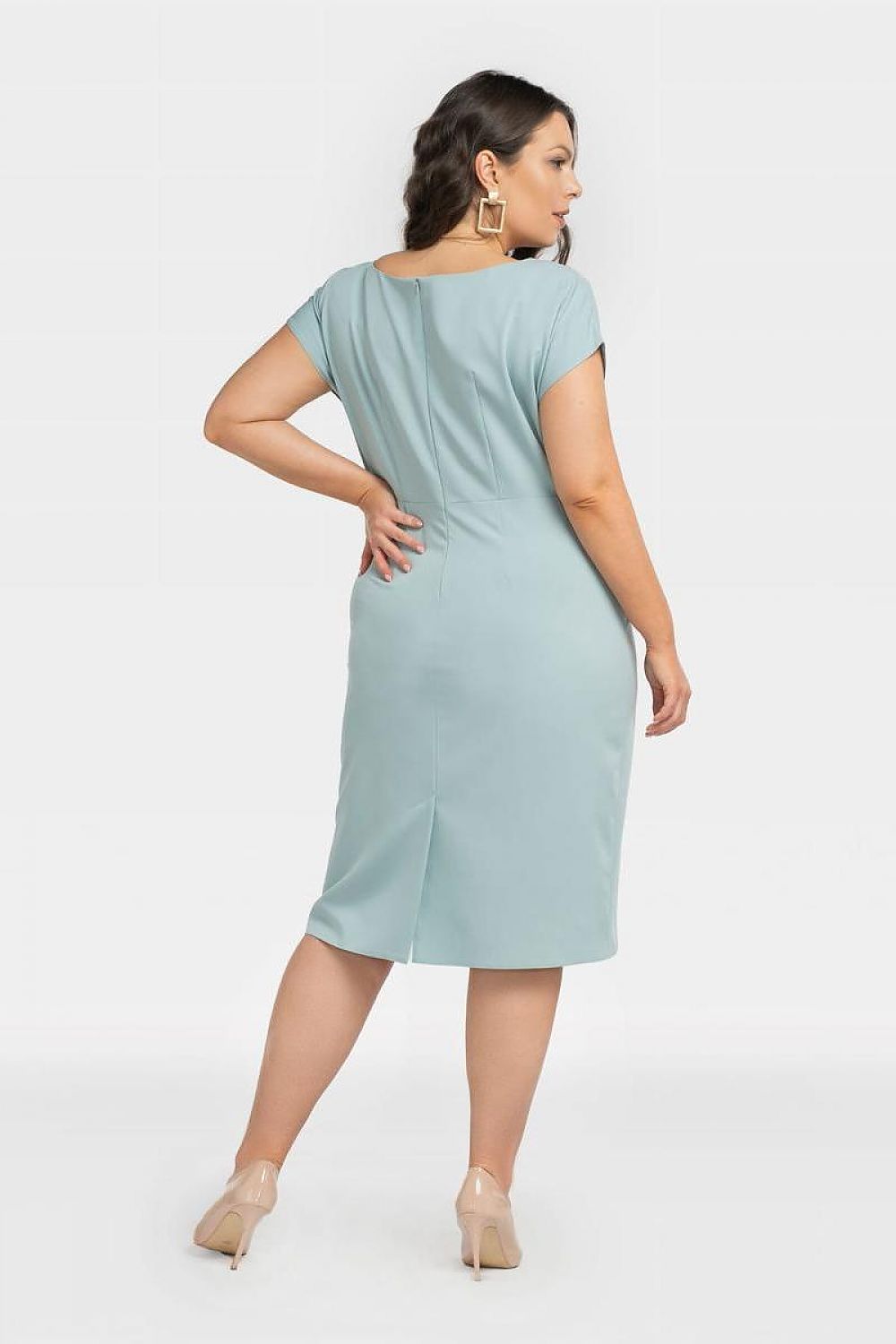 KARKO Plus size Knee-Length Pencil-cut Dress with Front Stitching/ European Made