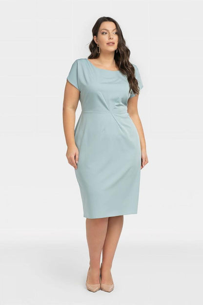 KARKO Plus size Knee-Length Pencil-cut Dress with Front Stitching/ European Made