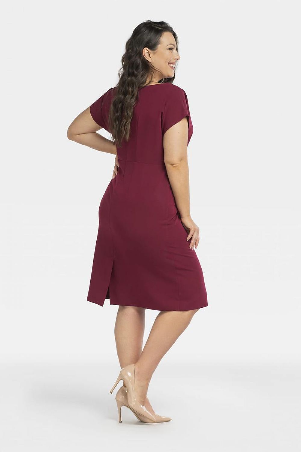 KARKO Plus size Knee-Length Pencil-cut Dress with Front Stitching/ European Made