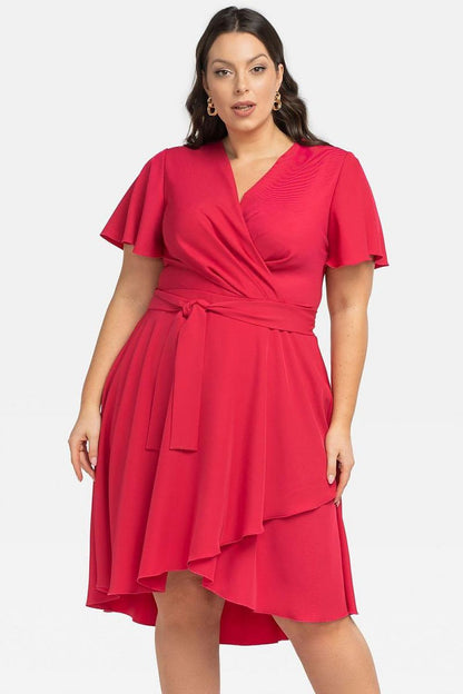 KARKO Women's Plus size Wrap Knee-length Dress