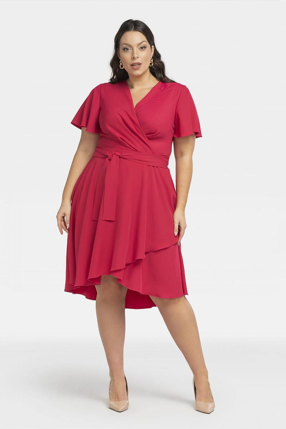 KARKO Women's Plus size Wrap Knee-length Dress