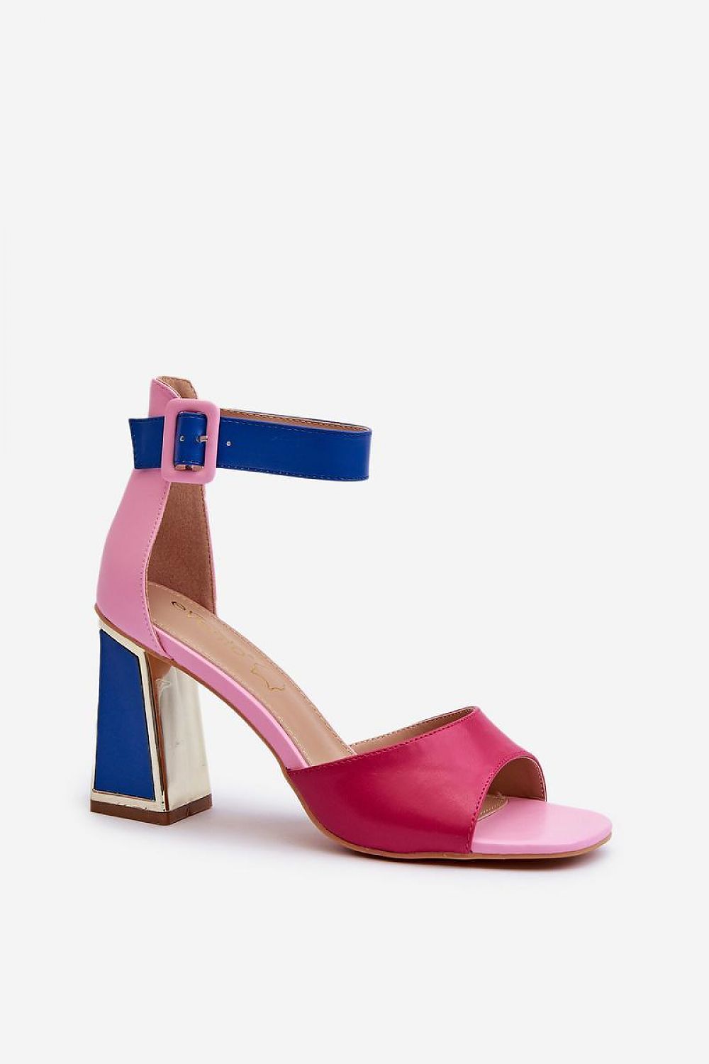 STEP IN STYLE Women's European Pink/Blue Squared Heels Sandals