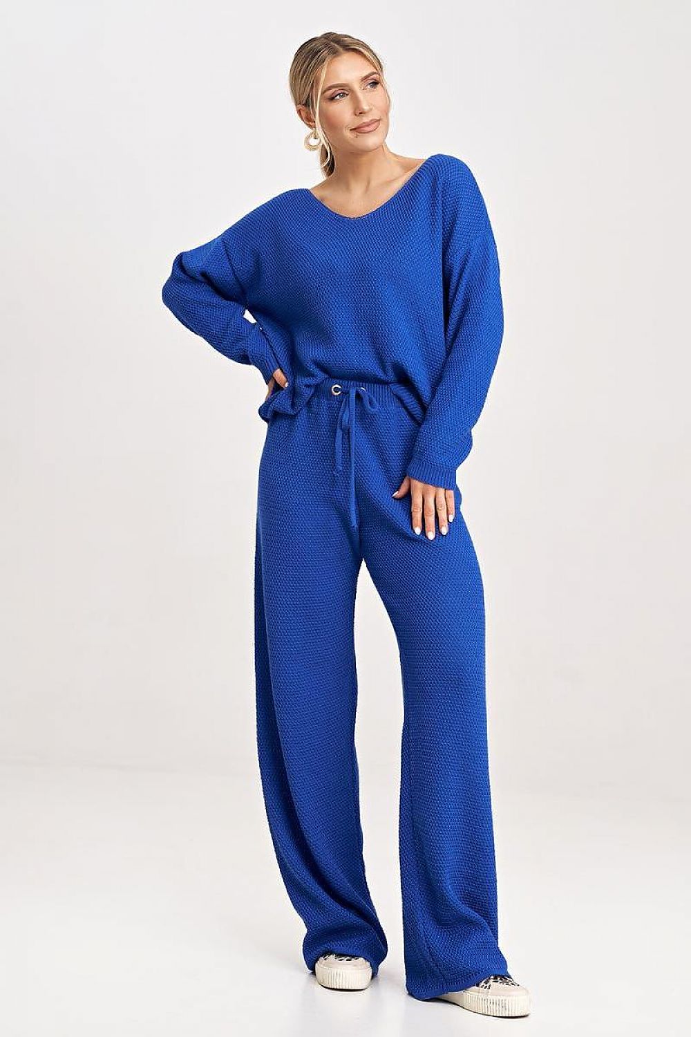 FIGL 2 Piece European Knit Sweatshirt and Loose Pants Set