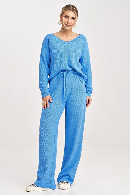 FIGL 2 Piece European Knit Sweatshirt and Loose Pants Set