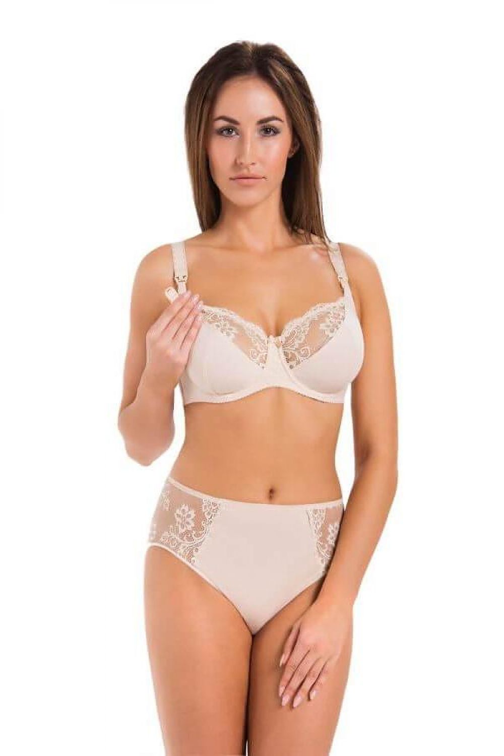 TEYLI European Cotton Nursing Bra with Floral Lace Details