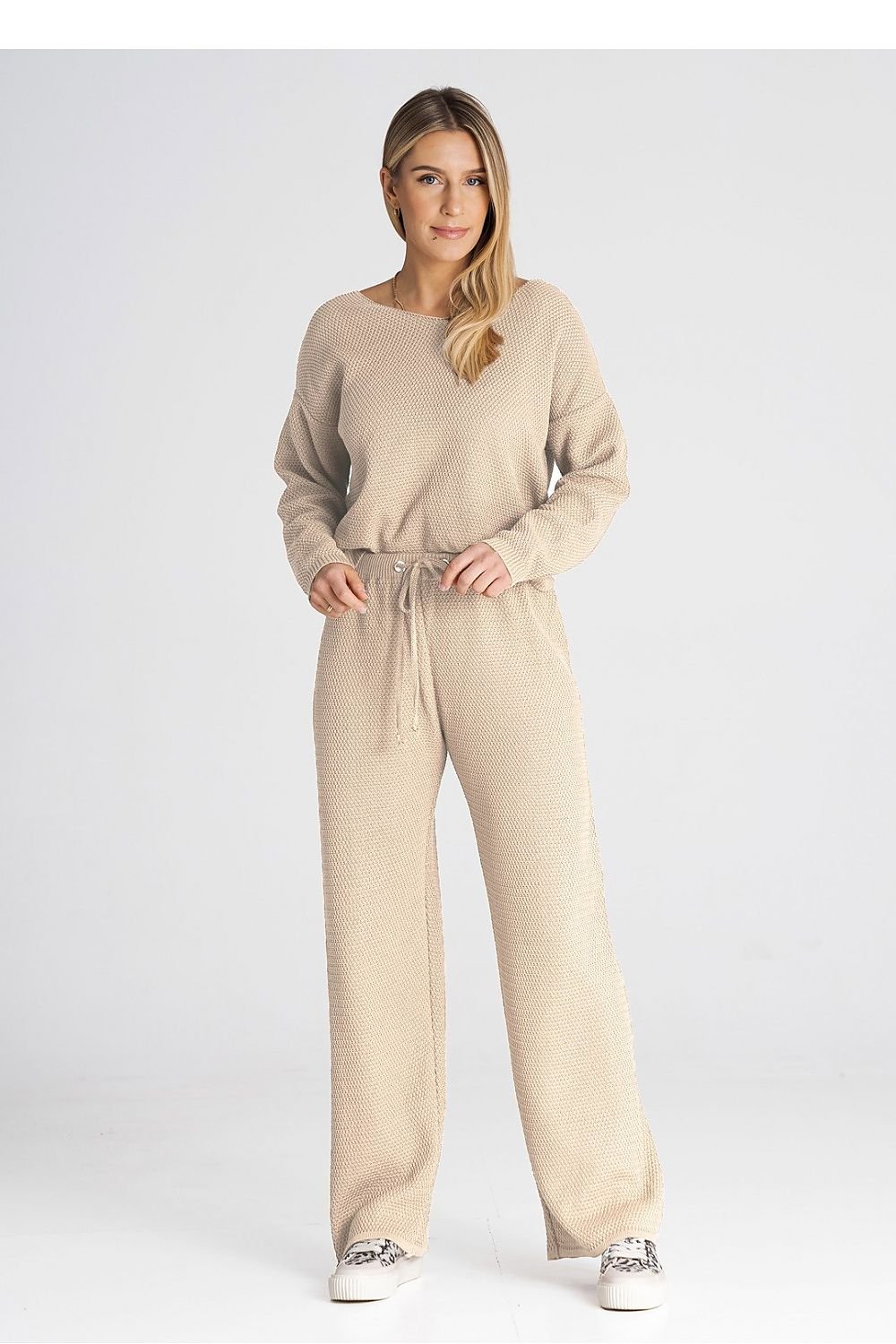 FIGL 2 Piece European Knit Sweatshirt and Loose Pants Set