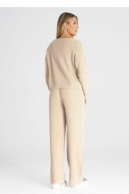 FIGL 2 Piece European Knit Sweatshirt and Loose Pants Set