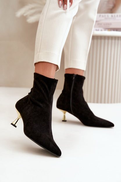 STEP IN STYLE Elegant European Ankle Heel Boots with Gold Heels