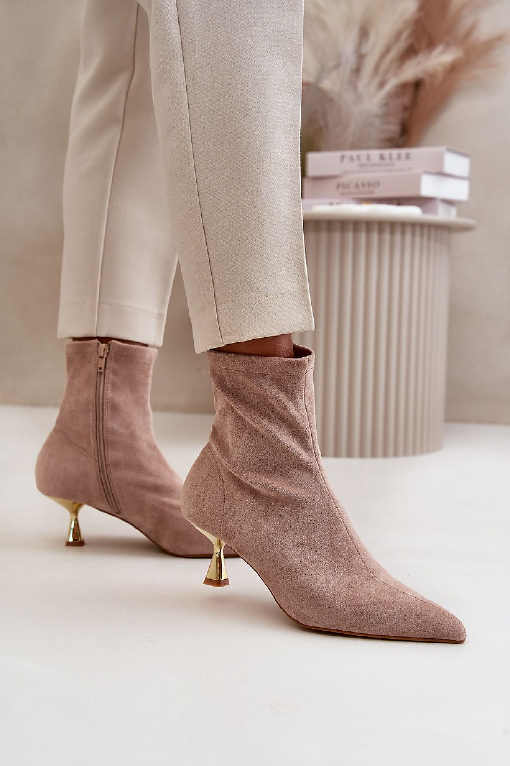 STEP IN STYLE Elegant European Ankle Heel Boots with Gold Heels