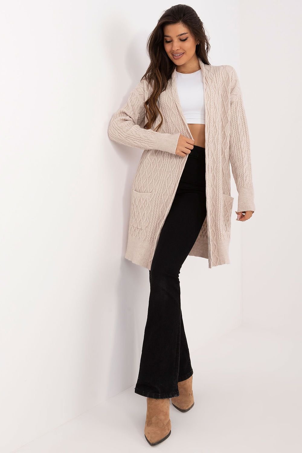 A.T. European Women's Midi Unbuttoned Sweater Cardigan