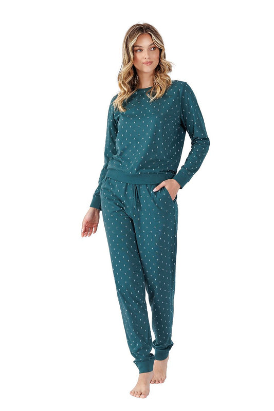 M-MAX 2 Piece Green Winter European Christmas Tree Pajama Set