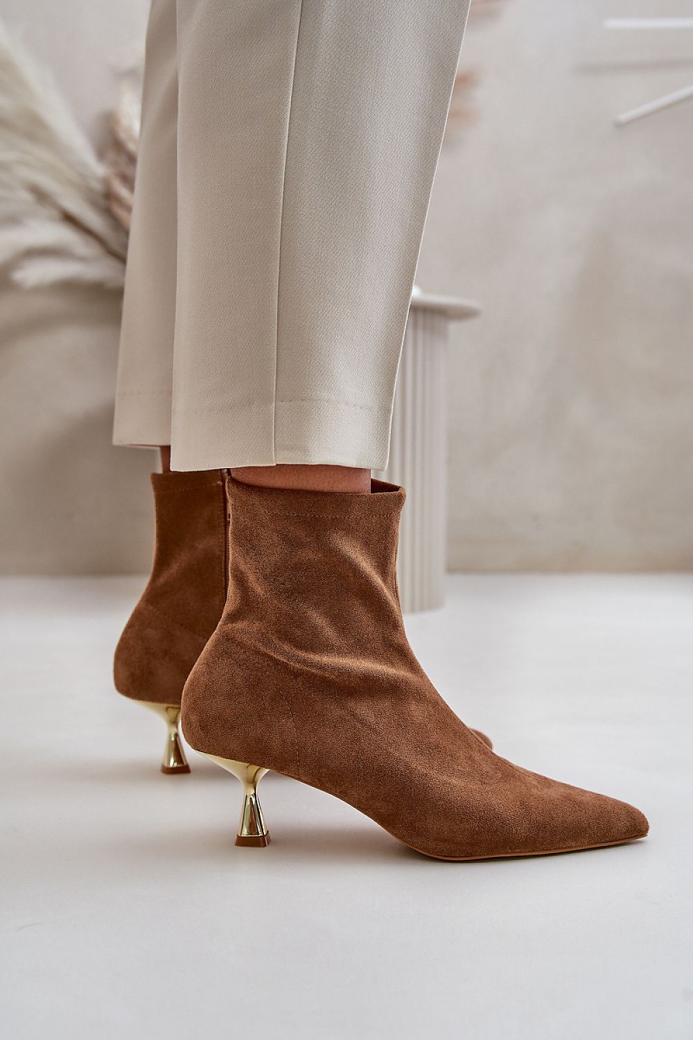 STEP IN STYLE Elegant European Ankle Heel Boots with Gold Heels