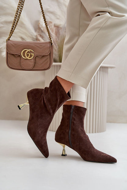 STEP IN STYLE Elegant European Ankle Heel Boots with Gold Heels