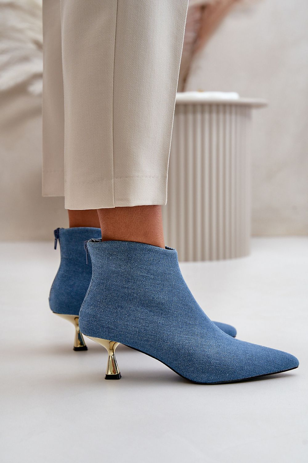 STEP IN STYLE Women's Elegant Suede European Ankle Boots with Decorative Heels