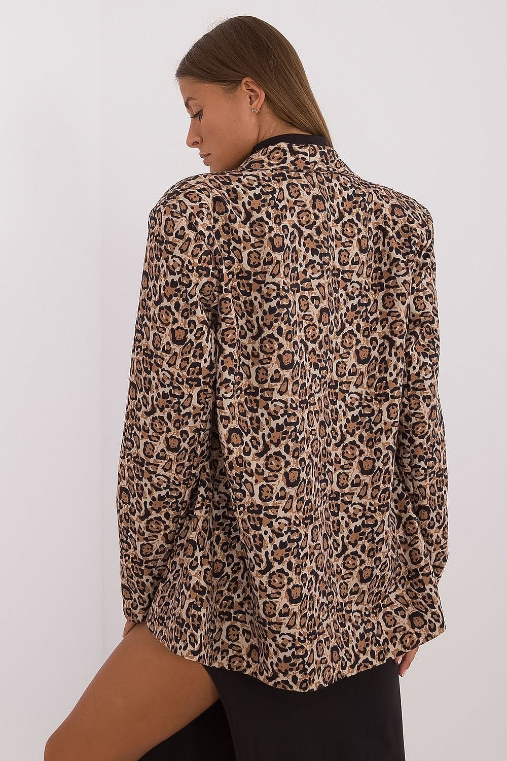 ITALY MODA Women's European Sophisticated Casual Leopard Print Blazer Jacket