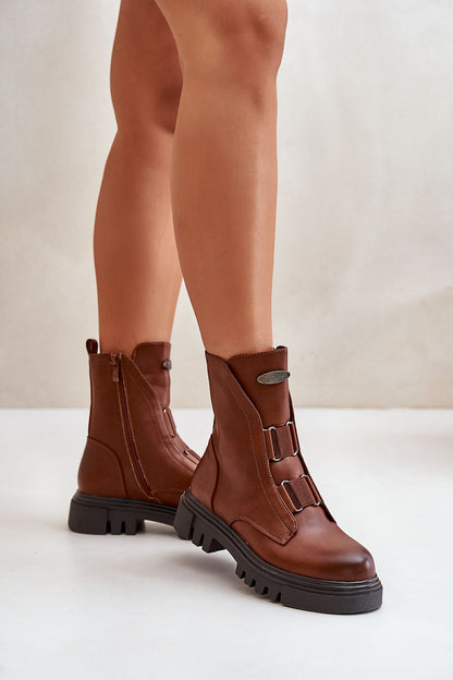 STEP IN STYLE Leather Ankle Boots with Rounded Toes