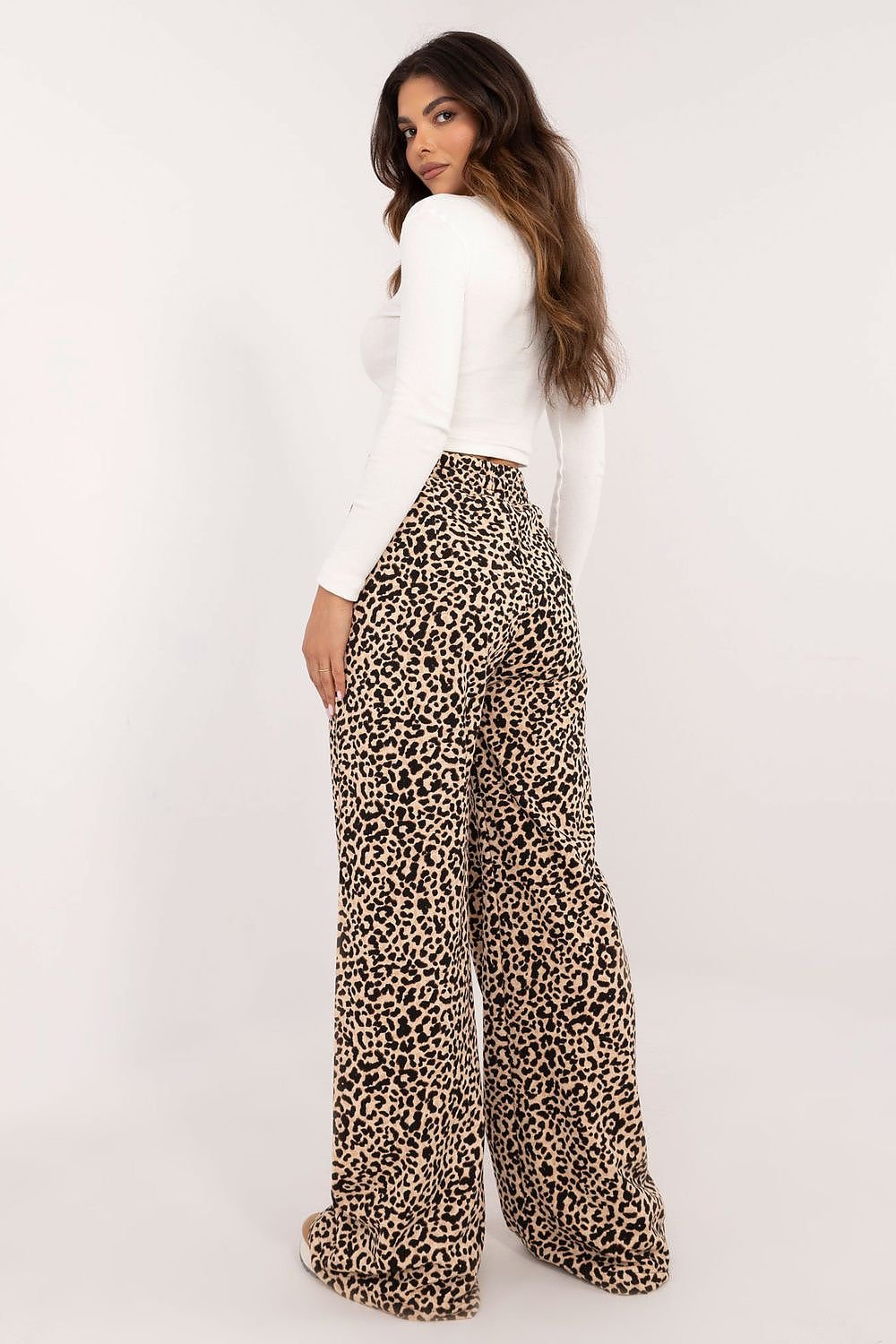 Factory Price Women's Casual 2 Piece Clothing Set with Long Sleeves Top & Animal Print Pants