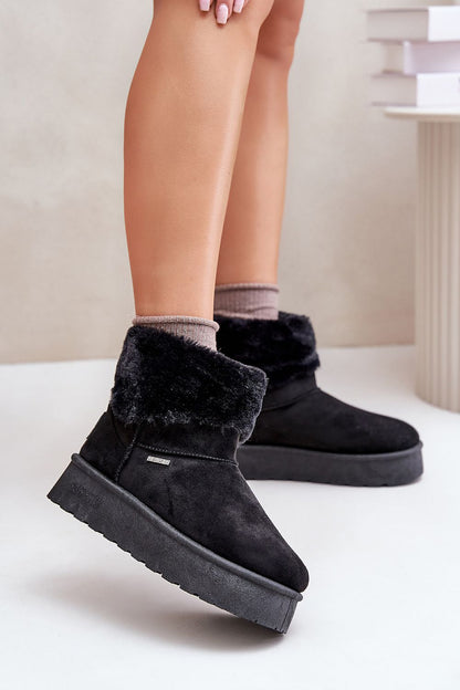 STEP IN STYLE Suede European Snow Boots in Black & Beige