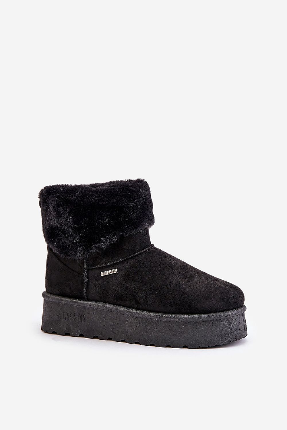 STEP IN STYLE Suede European Snow Boots in Black & Beige