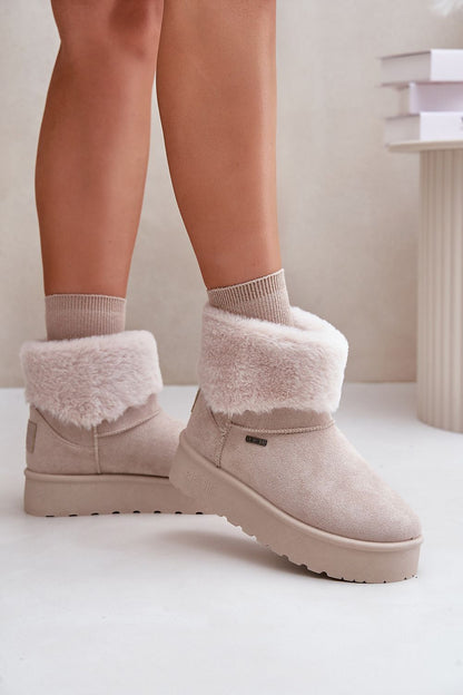 STEP IN STYLE Suede European Snow Boots in Black & Beige