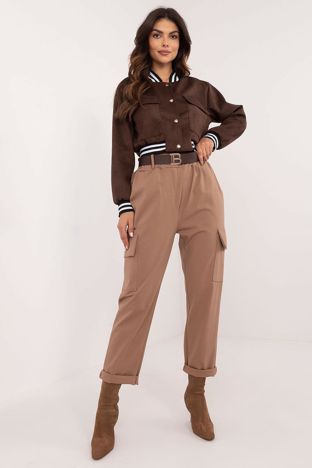 Och Bella Women's Cotton Blend Cargo Trousers - European Brand