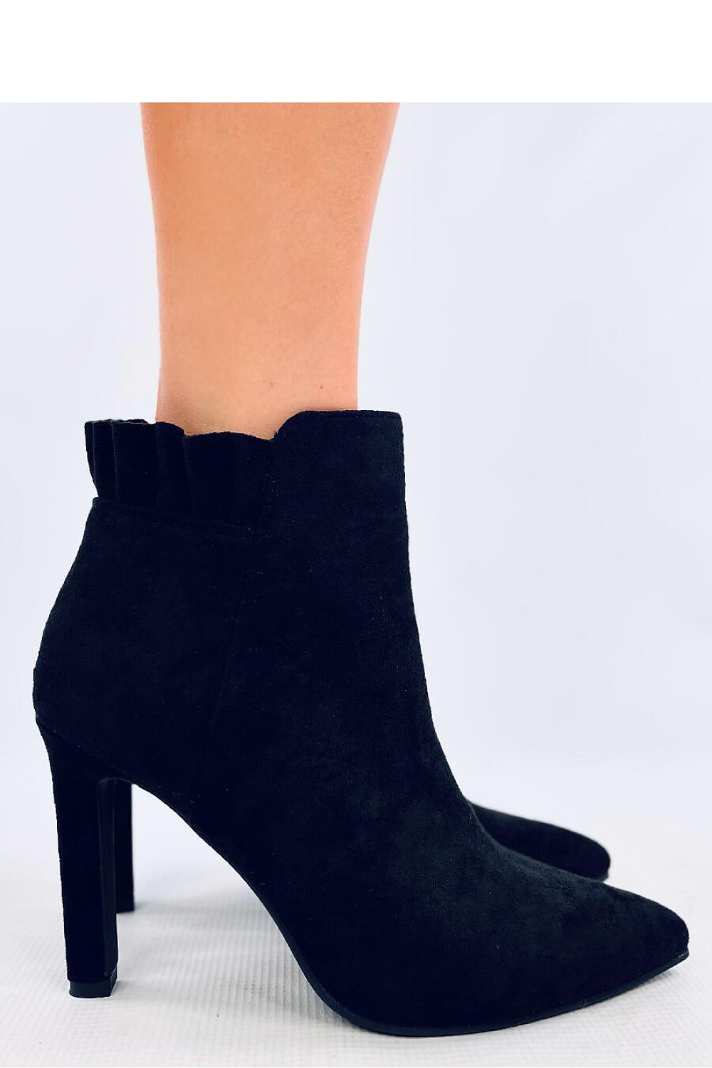 INELLO Women's Black Suede European Ankle Stiletto Boots