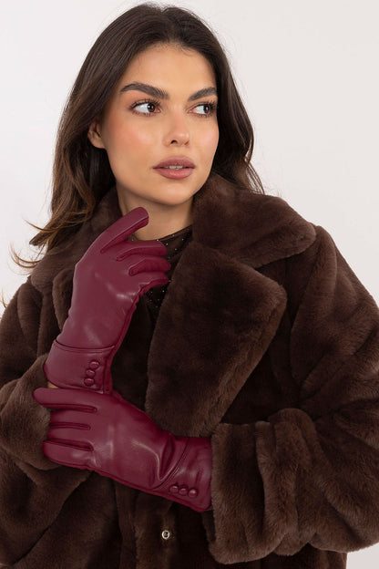 AT Women's Leather European Touche Screen Gloves with Decorative Buttons